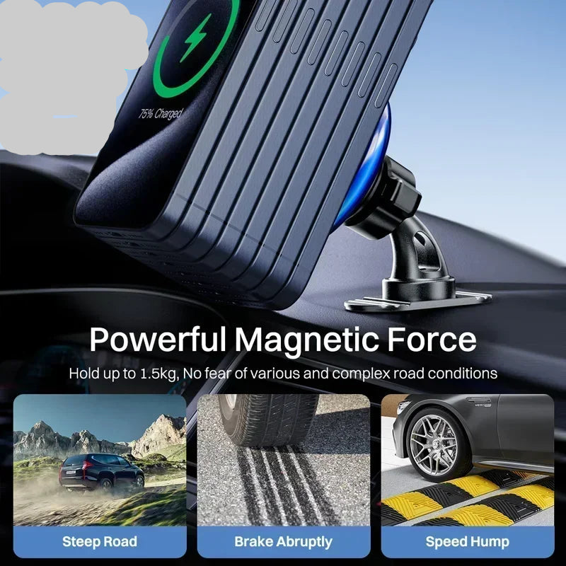 Magnetic Car Phone Holder Wireless Charging Adjustable 360°