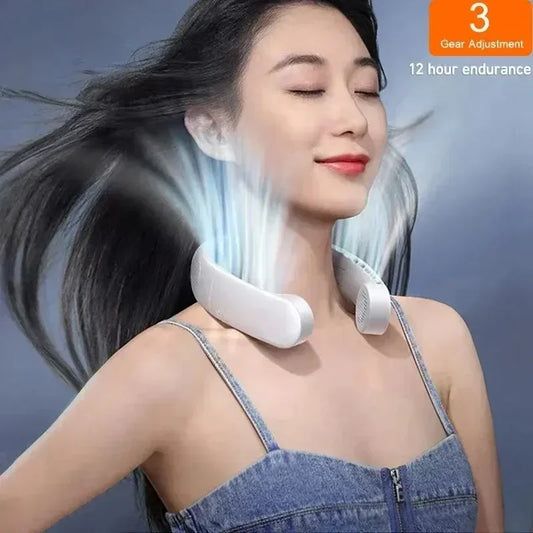 New Mini Neck Fan Portable Bladeless Hanging Neck 1200mAh Rechargeable Air Cooler 3 Speed Mini Summer Sports Fans Duct fan
