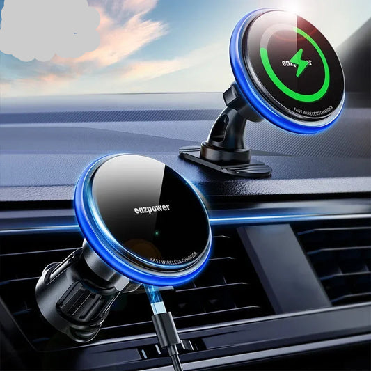 Magnetic Car Phone Holder Wireless Charging Adjustable 360°